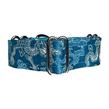 Imagem de Coleira de martingale forrada de cetim 3 cm de largura para coleira de filhote de chicote de galgo italiano IG outras raças com pescoço semelhante (Aquarmarine G 26,7 cm-32 cm)