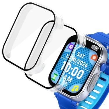Imagem de NewJourney Protetor de tela para smartwatch VTech KidiZoom DX4, pacote com 2, capa rígida com amortecedor (transparente + transparente)