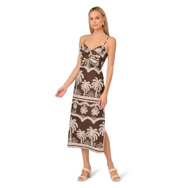 Imagem de Adrianna Papell Vestido maxi feminino estampado, marrom/marfim, 46