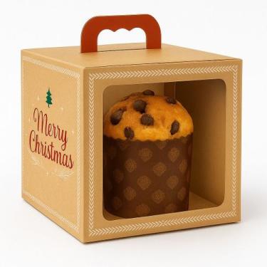 Imagem de Caixa Alça e Visor Panetone 500g Kraft Natal Luz C3938 Ideia c/5 un