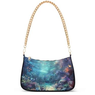 Imagem de Yellow Ducks on Blue Phone Wallet Purse Hobo Designer Bag Women Handbags Shoulder Strap Moon Ladies Shoulder Bag, Underwater Dream Live