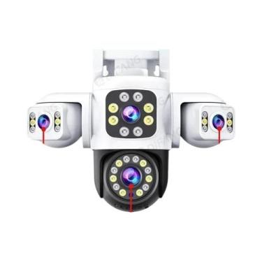 Imagem de Câmera Externa 6K 12MP WiFi PTZ Yoosee AI Rastreamento Três Lentes Trê