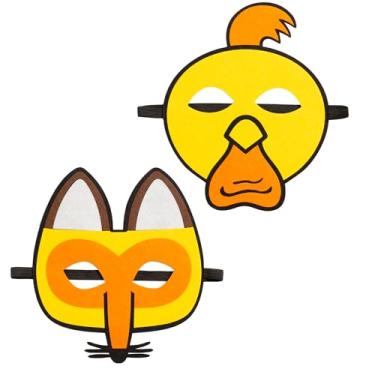 Imagem de INF-STAR The Hen & Fox Felt Masks Set - 2pcs Kids Half Face Costume Kit for Toddler Role Play, Bedtime Stories, Learning, and Party Favors