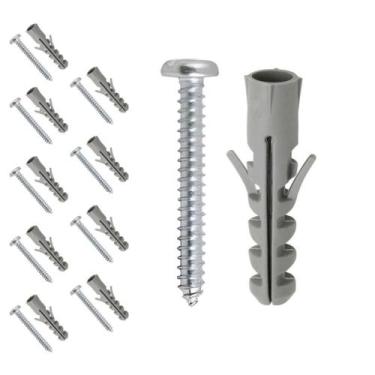 Imagem de Kit 10 Parafusos Com Bucha 5mm Phillips 3,5X25 Aço Fixação Suporte Mov