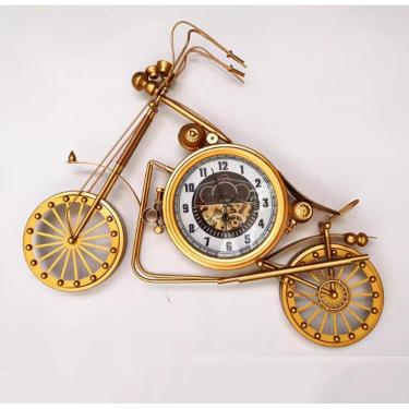 Imagem de Escultura de relógio de parede de parede - decoração de parede, relógio de parede de motocicleta de ferro forjado retrô, decorações de natal de motocicleta, decoração de parede criativa de u