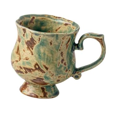 Imagem de IEUDNS Caneca de cerâmica, xícara de café, mesa para escritório doméstico, enfeite de presente rústico com alça grande, xícara decorativa de café, chá e água