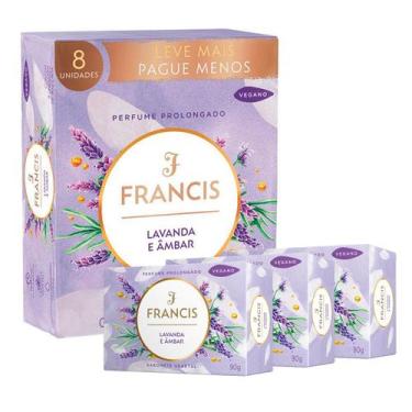 Imagem de Kit 8 Sabonetes Vegetal Vegano Francis 90g Perfume Prolongado, Lavanda