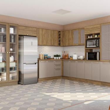 Imagem de Cozinha Completa de Canto com Cristaleira 19 portas 5 Gavetas Botanic 