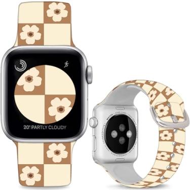 Imagem de Sjiangqiao Pulseiras de relógio de silicone macio compatíveis com Apple Watch SE séries 10, 9, 8, 7, 6, 5, 4, 3, 2 e 1 de 49 mm, 46 mm, 44 mm e 42 mm (série 3 2 1), para mulheres e homens.