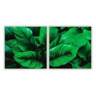 Imagem de Kit Com 2 Quadros Decorativos Florais Com Moldura Para Sala Quarto Escritório 62x62 Flo...