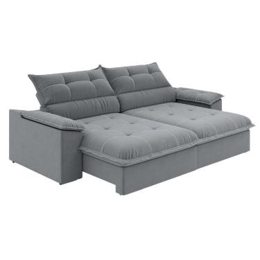 Imagem de Sofá Retrátil E Reclinável Bipartido 2,50m 4 Lugares Veneto Slim Luizzi Chumbo