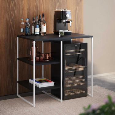 Imagem de Aparador Adega Industrial Bar Barzinho Bourbon Aço Branco e Preto 80 Cm