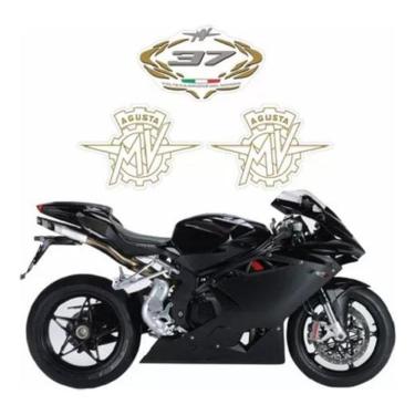 Imagem de Emblemas Adesivos Compatível Tanque Mv Agusta F4 Preta Ag019