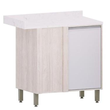 Imagem de Balcão Canto Reto para Cozinha Modulada 1 Porta Atenas - Luciane, Cinz