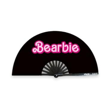 Imagem de Fã gay engraçado - Grande ventilador de rave com brilho UV - Ventilador de mão de festival gay - Ventilador de mão dobrável de 33 polegadas - Ventilador do orgulho - Fãs de rave gay, Bearbie, 13In