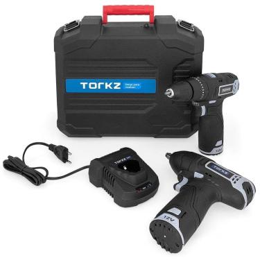 Imagem de Furadeira Parafusadeira Torkz e Chave de Impacto TRB0017, Com Acessórios, 12 Volts