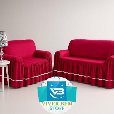 Imagem de Kit Capa Para Sofá Dalia 3 e 2 lugares - Viver Bem Store, Vermelho