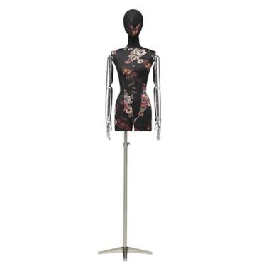 Imagem de Mannequin Manequim feminino destacável estilo chinês, torso ajustável em fibra de vidro e braços galvanizados, expositor de roupas para loja(Black)