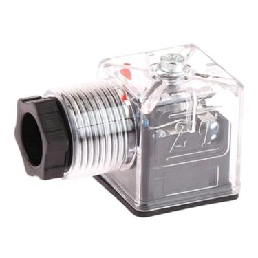 Imagem de MERIGLARE Plugue de válvula solenóide 24 V, acessórios para válvulas solenóides hidráulicas, plugue de bobina transparente, conector de bobina solenóide à prova
