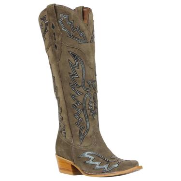 Imagem de Bota Texana Feminina Bico Fino Verde Cow Way 38120