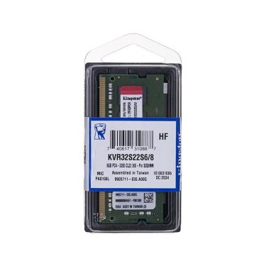 Imagem de Memoria DDR4 8GB 3200MHz para notebook, Kingston Value Ram, KVR32S22S6/8