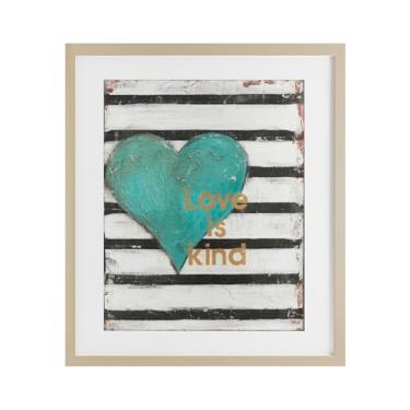 Imagem de Stupell Industries Impressão emoldurada Love Is Kind on Stripes Birch Under Glass por Cassandra Cushman, 16 x 13
