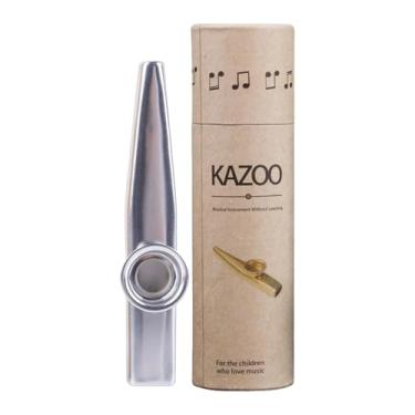 Imagem de TTETTZ de boca Kazoo Flute com caixa de armazenamento, lembrancinhas de festa, conveniente, fácil de aprender, violão, violino, brinquedo exclusivo, Prata