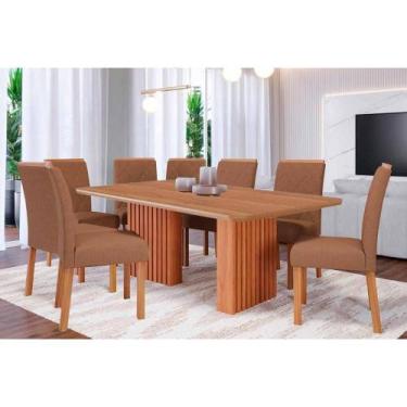 Imagem de Sala de Jantar Completa Ester Tampo Madeirado 210x100cm e 8 Cadeiras F