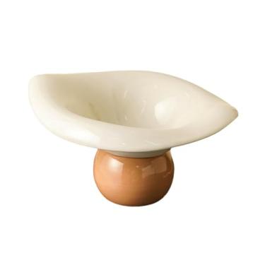 Imagem de TROSIQUANJIA Fruteira de cerâmica drenável, nuvem, vintage, criativa, utensílios de mesa, café leve com leite e folhas brancas