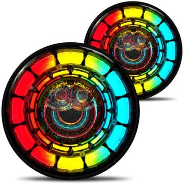 Imagem de AUDEXEN Faróis de LED RGB de 7 polegadas para modelos Jeep JK JKU 1997-2018 – Controle remoto e aplicativo bluetooth, farol alto de 18000 lm, à prova d'água IP67, certificado DOT/SAE