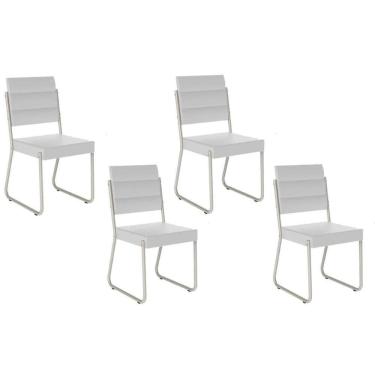 Imagem de Cadeira Sala De Jantar 1736 Kit 4 Uni Prata-courino Branco - Carraro