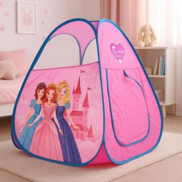 Imagem de Barraca Toca Cabana Infantil Divertida Dobrável Portátil Azul ou Rosa,