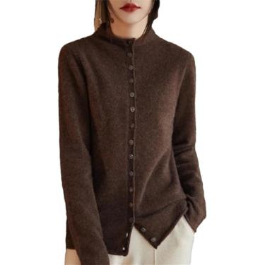 Imagem de Camisa De Lã Para Mulheres Engrossar Suéter Com Decote Redondo Cardigan De Malha Multi Casual Top, M H, XL