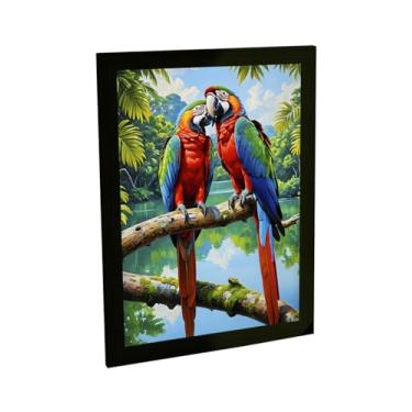 Imagem de Quadro Decorativo Araras Casal Aves Natureza Ilustração Decoração Poster Quarto Sala