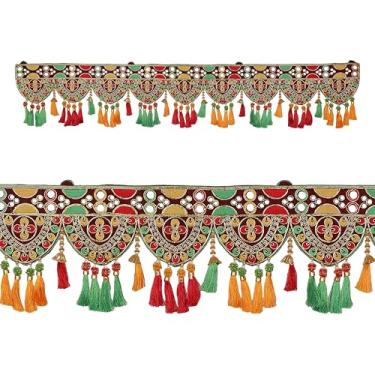 Imagem de Toran artificial design de flor guirlanda porta toran decorativo pendurado bandanwar para festas casamento indiano Puja Pooja festival tema decoração tradicional Bandhanwar casa entrada templo mandir