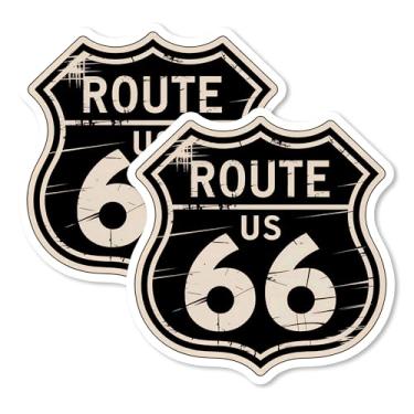 Imagem de Ímã Historic Route 66 10 cm Pacote com 2 - Ímãs de Viagem Decorativos de Vinil Forte para Geladeira Armário Cozinha Escritório - Linda Divertida Estética Legal Durável e Longa Duração Lembrança