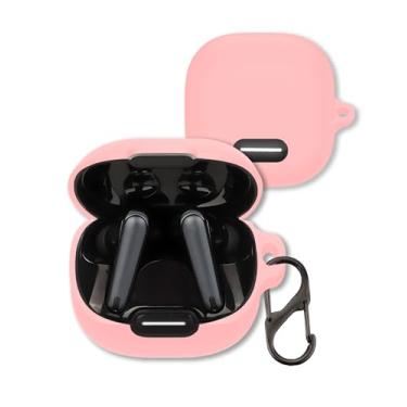 Imagem de Capa para fones de ouvido Soundcore Liberty 4 NC, capa protetora de silicone macio FJIASTB com mosquetão, à prova de choque (rosa)