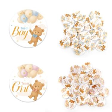 Imagem de Fukaisu 50un. Alfinetes Urso Gender Reveal, 3,8cm Equipe Menino ou Menina Bottons Jogos Gender Reveal Decoração para Novo Chá de Bebê Lembrancinhas