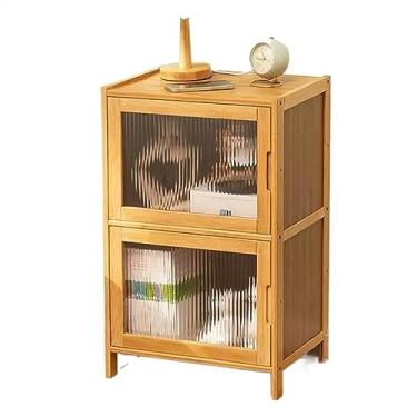 Imagem de Mesa de cabeceira minimalista mesa de cabeceira pequena armazenamento mesa de cabeceira de madeira maciça armazenamento com porta de vidro simples cabeceira móveis cabeceira mesa de cabeceira (cor: B)