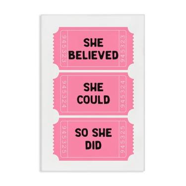 Imagem de Stupell Industries Arte de parede em tela She Believed Girl Power Tickets, design por Lettered and Lined, 91 x 61 cm