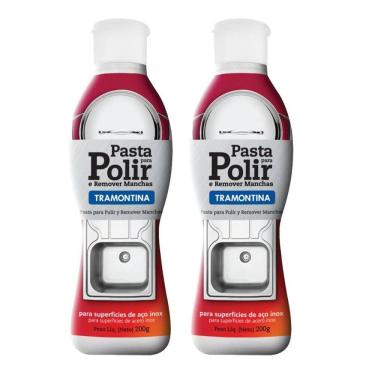 Imagem de Kit2 Pasta Polir Limpador Removedor Manchas Panela Inox 200G