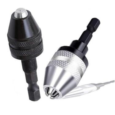 Imagem de Ferramenta de conversão de mandril de furadeira sem chave 1/4" Hex Hank sem chave com capacidade de collet de 0,3-6,5 mm para adaptador de chave de fenda elétrica, 0.3-3.6mm 2 Pcs Set