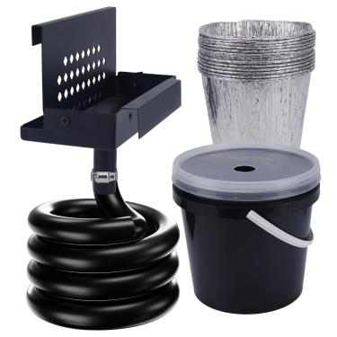 Imagem de Sistema de Drenagem Gordura Traseiro para Chapa Blackstone, Incluindo Balde com Tampa Balde Papel Alumínio e Funil de Óleo Kit Drenagem Gordura para Blackstone