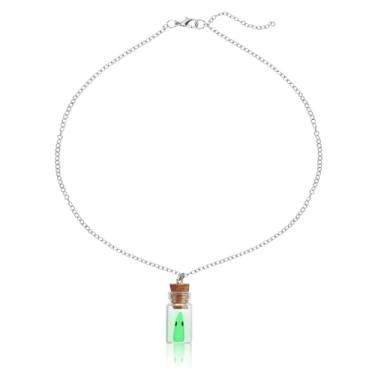 Imagem de Colar com pingente fantasma em garrafa, colar fantasma luminoso premium brilha no escuro Adote um colar fantasma presente de aniversário para homens e mulheres verde?