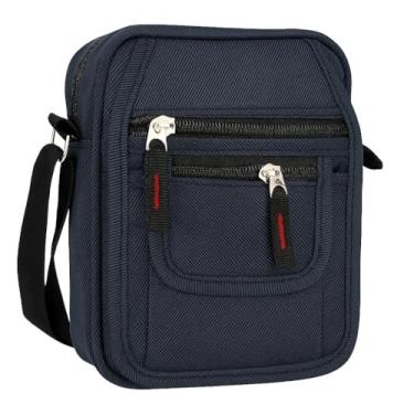 Imagem de Shoulder Bag Masculina Premium com 4 Bolsos — Bolsa Transversal de Ombro Prática, Estilosa e Versátil para o Dia a Dia (Azul)