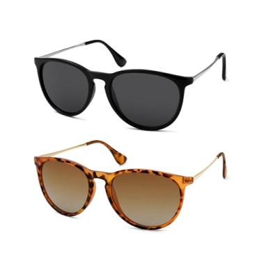 Imagem de Óculos de sol ovais femininos e masculinos, classificação preto/cinza + tartaruga/marrom