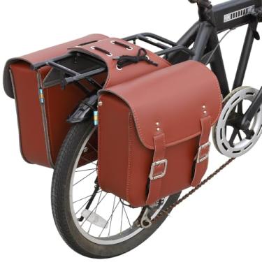 Imagem de Japard Bolsa retrô para bicicletas, 2 peças de couro para rack traseiro, bolsa robusta para selim de bicicleta retrô, marrom