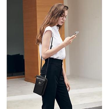 Imagem de Bolsa pequena para celular, bolsa transversal feminina com porta-cartão de crédito, Preto, Small