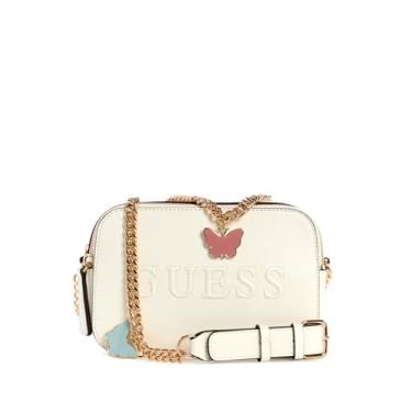 Imagem de GUESS Bolsa tiracolo feminina com zíper duplo Lilly Ann Factory, Leite, Bolsa