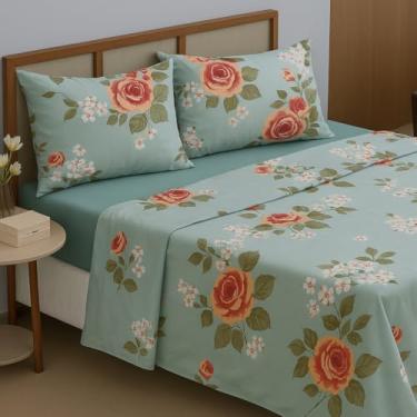 Imagem de Jogo De Lençol Casal Queen 400 Fios Com Elástico 4 Peças Cama Box Super Queen(Estampa 01)